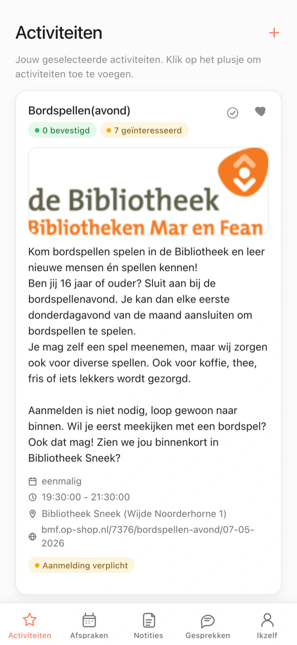 Kies een activiteit die bij je past