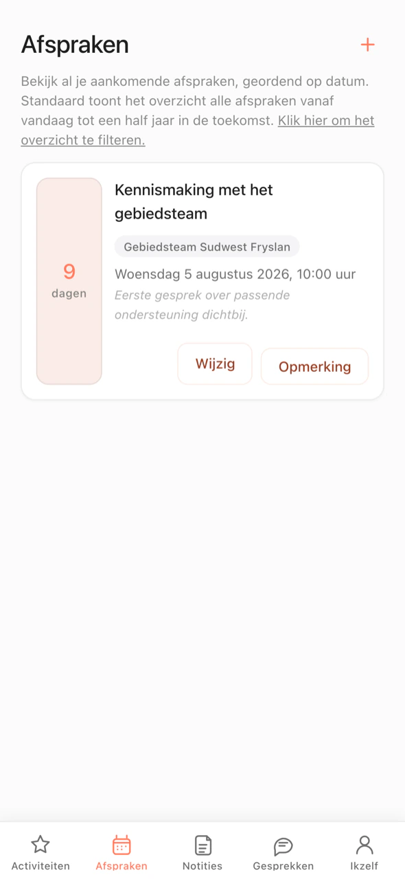 Een afspraak met het gebiedsteam