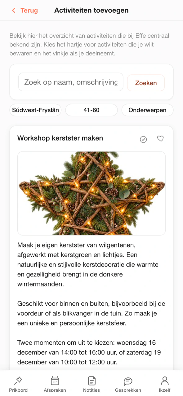Een activiteit voor mantelzorgers