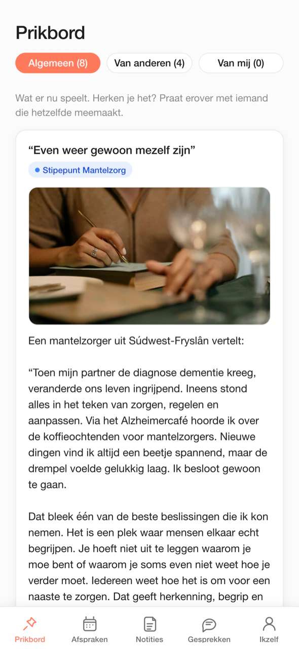 Oproepen en verhalen op het prikbord